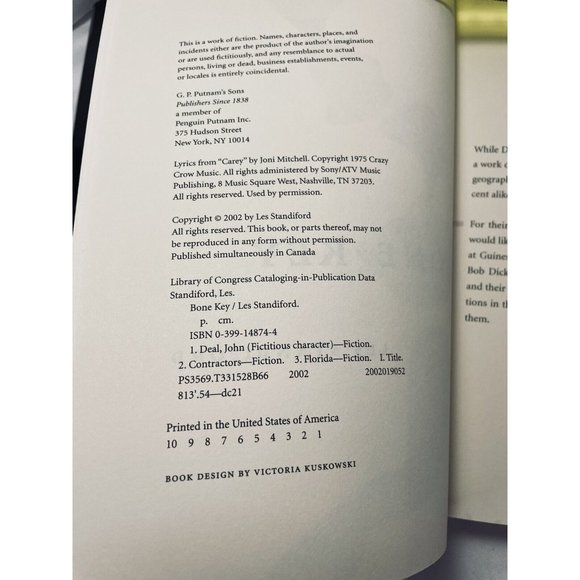 Bone Key 2002 Les Standiford 1st Print Hardcover Book Dust Jacket SIGNED COPY - Picture 8 of 12